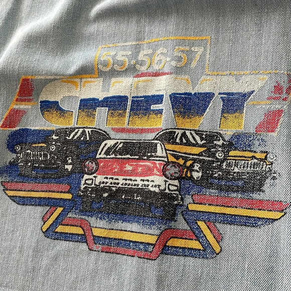 Zen Blue Light Wash denim mini dress tunic oversized shirt Chevy sz One Size - Picture 14 of 16